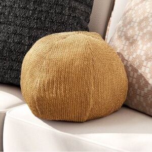 NEW Threshold 11" Brown Textural Woven Sphere Round Throw Pillow